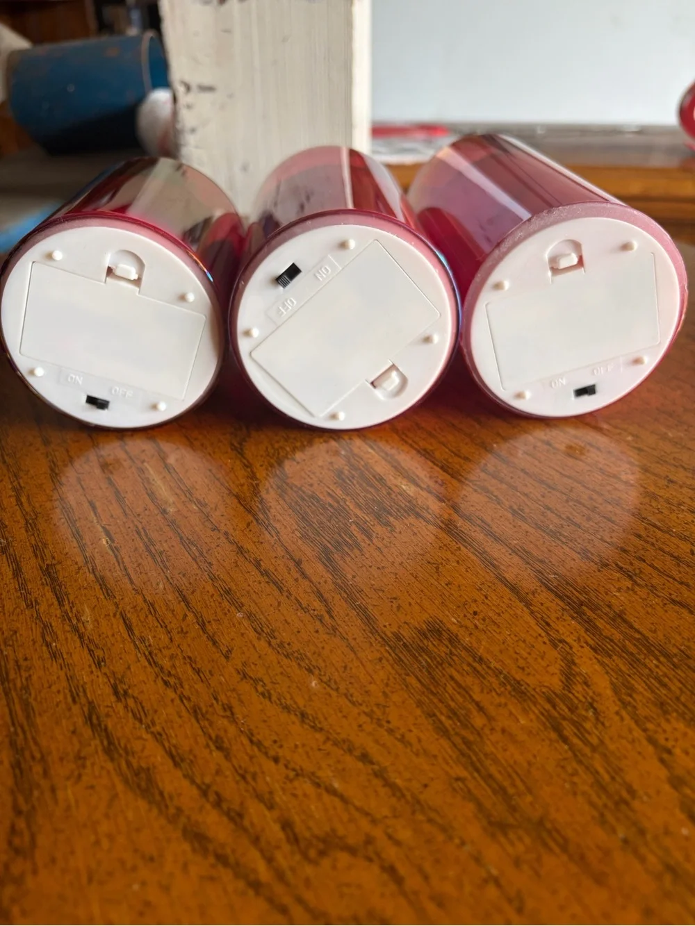 Red Glass Candle Set- Battery Operated